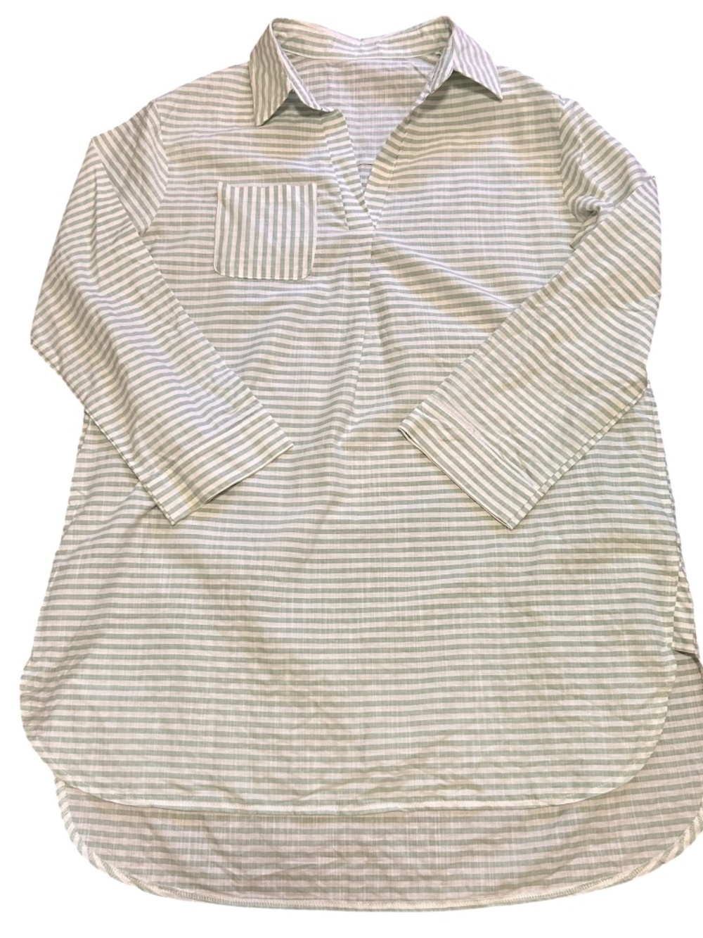 Women's Half Sleeve Preppy Striped Cotton Blend Knee Length Shirt Dress Size XL